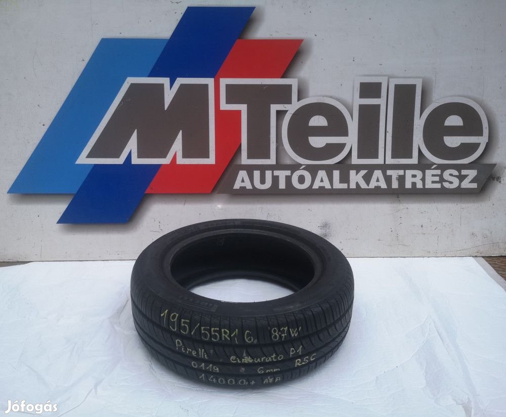 (1DB!) [GYÁRI HASZNÁLT] NYÁRI GUMI - 195/55R16 87W - PIRELLI - CINTUR